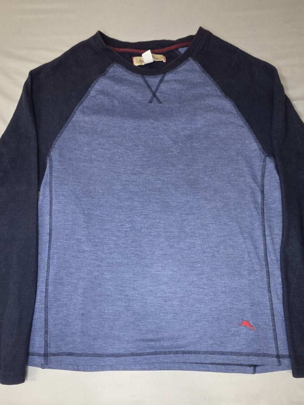 Tommy Bahama L Raglan LS Crew Blue Navy Marlin Logo